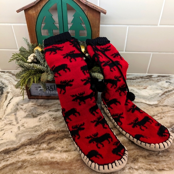 Lazy One Shoes - Lazy One Moose Slippers High Calf Size 6-8